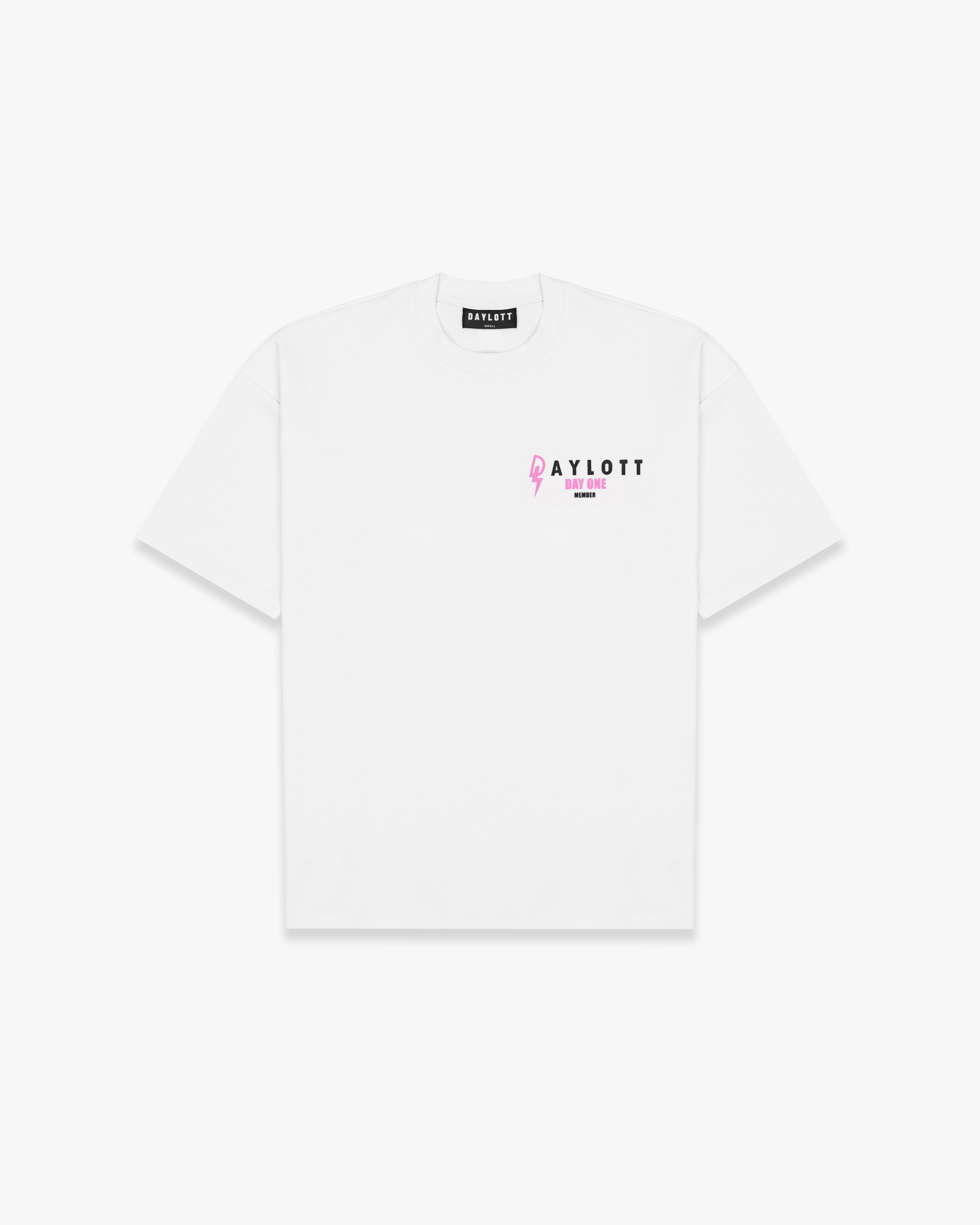 'DAY ONE' White/Pink Tee